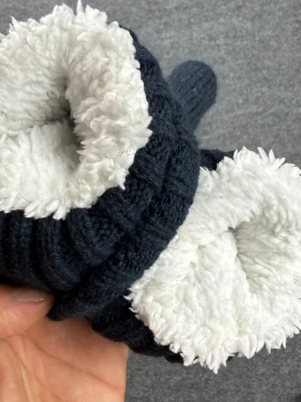 Women's Convertible Flip Top Mittens Knit Thermal Faux Sherpa Lined Winter Glove